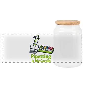 Pipetting Is My Cardio - Panoramic Cookie Jar with Wooden Lid - white - Front