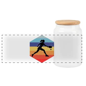 Pickleball scene Geschenk für Pickleballsport Fans - Panorama Keksdose mit Holzdeckel - Weiß - Vorne