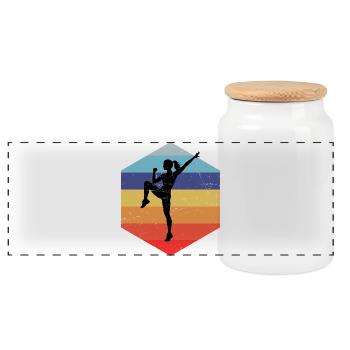 Aerobictraining Geschenk für die Aerobic-Trainerin - Panorama Keksdose mit Holzdeckel - Weiß - Vorne