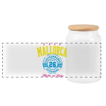 Malle 2026 Mallorca Saufkommando Daydrinking - Panorama Keksdose mit Holzdeckel - Weiß - Vorne