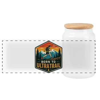 Born to Ultra Trail - Panoramic Cookie Jar with Wooden Lid - white - Front