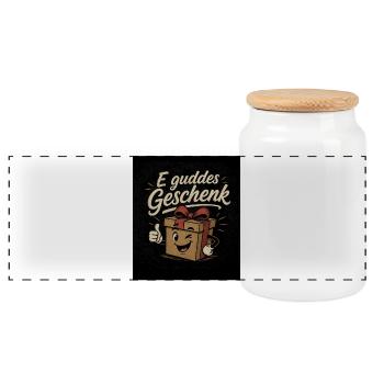 Geschenk T-Shirt - Panorama Keksdose mit Holzdeckel - Weiß - Vorne