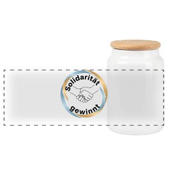 Solidarität Menschenrechte Statement Motiv - Panorama Keksdose mit Holzdeckel - Weiß - Vorne