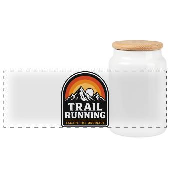 La course sur sentier échappe au coucher de soleil ordinaire - Boîte à biscuits avec couvercle en bois - blanc - Devant
