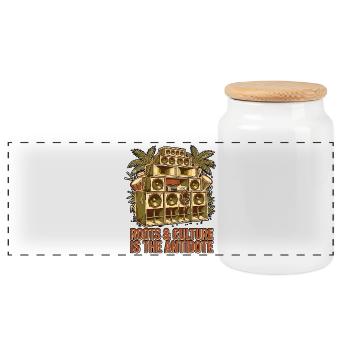 Antidote Is Roots - Panoramic Cookie Jar with Wooden Lid - white - Front