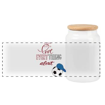 J’adore le football - Boîte à biscuits avec couvercle en bois - blanc - Devant