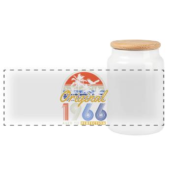 Cadeau d’anniversaire rétro vintage original de 1966 - Boîte à biscuits avec couvercle en bois - blanc - Devant