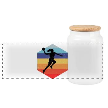 Handball Playing Gift Idea for the Circle Runner - Panoramic Cookie Jar with Wooden Lid - white - Front