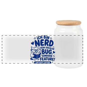 Nerd Feature Limitierte Edition - Panorama Keksdose mit Holzdeckel - Weiß - Vorne