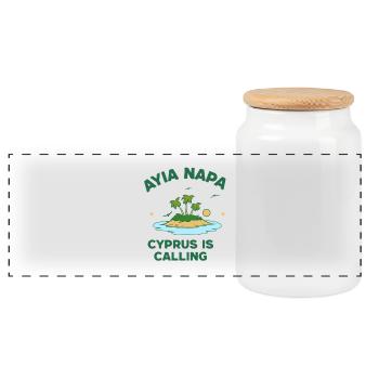 Ayia Napa Cyprus Vibes Retro Beach Design - Panorama Keksdose mit Holzdeckel - Weiß - Vorne