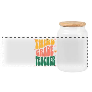 Lehrerin der dritten Klasse - Panorama Keksdose mit Holzdeckel - Weiß - Vorne