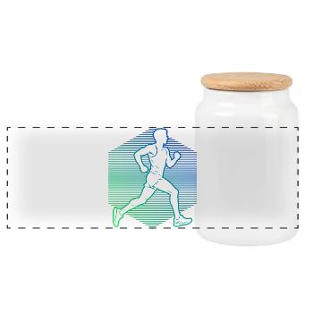 Geschenkidee für den Marathonläufer mit Laufsport - Panorama Keksdose mit Holzdeckel - Weiß - Vorne