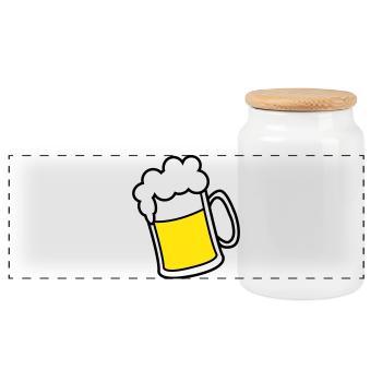 Bière - Boîte à biscuits avec couvercle en bois - blanc - Devant