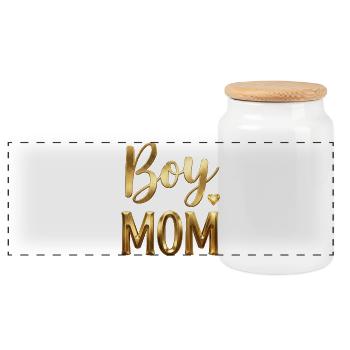 Feuille d’or de la maman garçon - Boîte à biscuits avec couvercle en bois - blanc - Devant