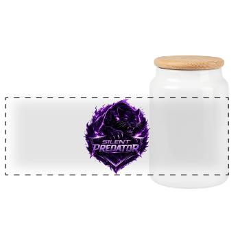 Silent Predator Panther Emblem - Panoramic Cookie Jar with Wooden Lid - white - Front