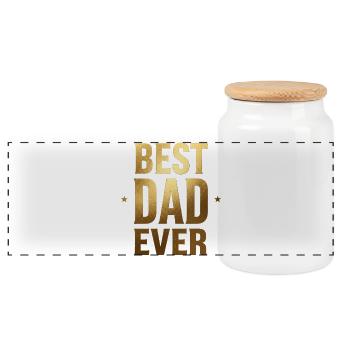 Best Dad Ever Gold Foil - Panoramic Cookie Jar with Wooden Lid - white - Front