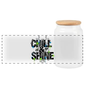 Limitierte Edition – CHILL & SHINE - Panorama Keksdose mit Holzdeckel - Weiß - Vorne