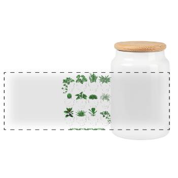 Skull Skull Botany Flowerpot Plants - Panoramic Cookie Jar with Wooden Lid - white - Front