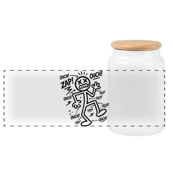 Electric Shock Humor | Funny Electrician Gift - Panoramic Cookie Jar with Wooden Lid - white - Front
