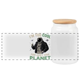 Je suis trop cool pour une seule planète - Boîte à biscuits avec couvercle en bois - blanc - Devant