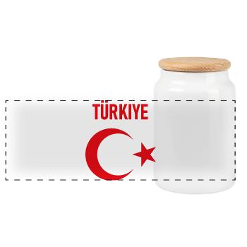 TÜRKEI TÜRKIYE TÜRKISCHE Europa Sport Fan - Panorama Keksdose mit Holzdeckel - Weiß - Vorne