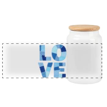 Patchwork Liebe Blau - Panorama Keksdose mit Holzdeckel - Weiß - Vorne