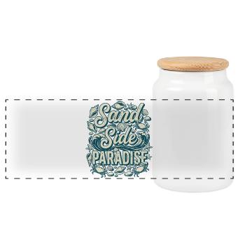 Beach Party Sea - Panoramic Cookie Jar with Wooden Lid - white - Front