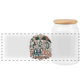 Sand Side Paradise - Panoramic Cookie Jar with Wooden Lid - white - Front