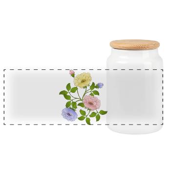 Fleur - Boîte à biscuits avec couvercle en bois - blanc - Devant