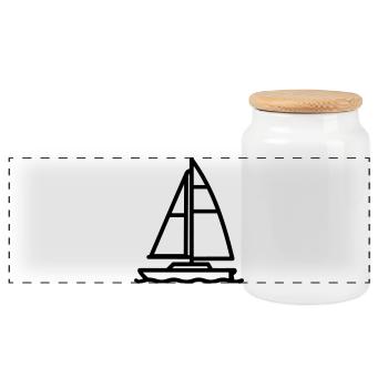catamaran - Boîte à biscuits avec couvercle en bois - blanc - Devant