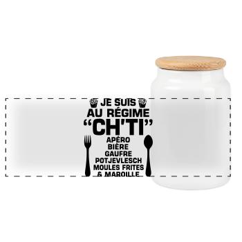 Régime ch'ti - Boîte à biscuits avec couvercle en bois - blanc - Devant