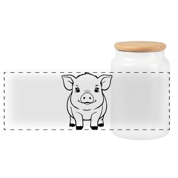 Schwein Schweinchen Bauern Geschenk - Panorama Keksdose mit Holzdeckel - Weiß - Vorne