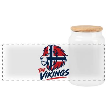 Viking Löwenlogo Fussball Norwegen Nation  - Panorama Keksdose mit Holzdeckel - Weiß - Vorne