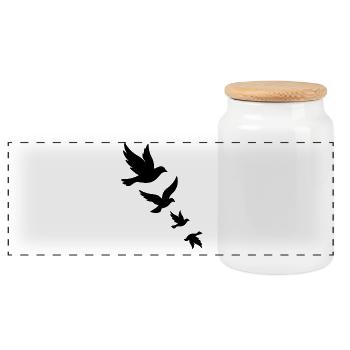 Sticker Oiseaux Volants Silhouette Liberté - Boîte à biscuits avec couvercle en bois - blanc - Devant