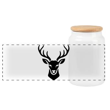 Cerf sacré minimaliste noir - Boîte à biscuits avec couvercle en bois - blanc - Devant