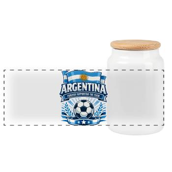 Maillot de supporters argentin Football rétro - Boîte à biscuits avec couvercle en bois - blanc - Devant