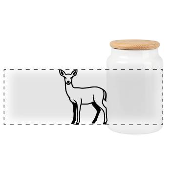 Deer Silhouette Hunter Hunting Club Forester Forest - Panoramic Cookie Jar with Wooden Lid - white - Front
