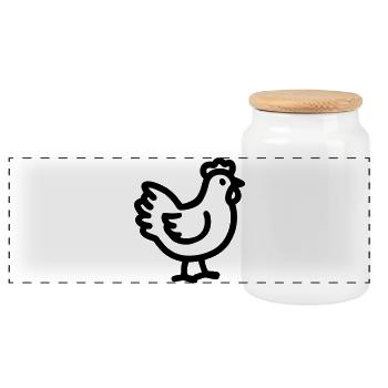 poulet - Boîte à biscuits avec couvercle en bois - blanc - Devant