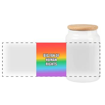 Grand fan des droits de l’homme : arc-en-ciel LGBT - Boîte à biscuits avec couvercle en bois - blanc - Devant