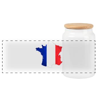 Carte de France Football Summer Graphic Tricolore - Boîte à biscuits avec couvercle en bois - blanc - Devant