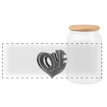 Love Heart 3D-Logo - Panorama Keksdose mit Holzdeckel - Weiß - Vorne