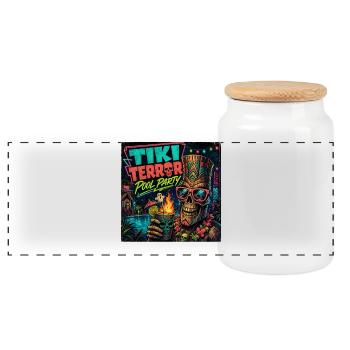 T-shirt de fête à la piscine pour les fans de Summerween Horror rétro - Boîte à biscuits avec couvercle en bois - blanc - Devant