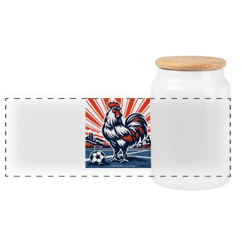 Été de football mascotte d’Allez France - Boîte à biscuits avec couvercle en bois - blanc - Devant