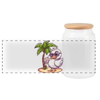Palmier d’été oie - Boîte à biscuits avec couvercle en bois - blanc - Devant