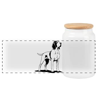 Bracco Italiano en noir - Boîte à biscuits avec couvercle en bois - blanc - Devant