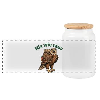 Nix wie raus Natur Abenteuer Adler - Panorama Keksdose mit Holzdeckel - Weiß - Vorne