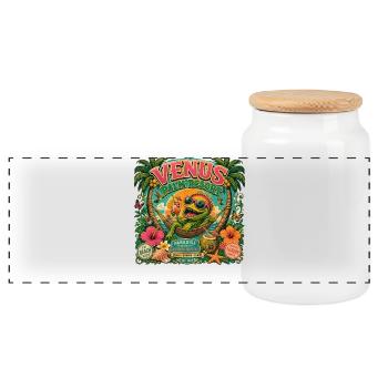 Motif rétro d’été Venus Palm Resort Summerween - Boîte à biscuits avec couvercle en bois - blanc - Devant