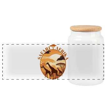 Silhouette des girafes au coucher de soleil de Savannah - Boîte à biscuits avec couvercle en bois - blanc - Devant