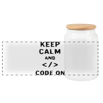 Code On : Meme Reste Calme - Boîte à biscuits avec couvercle en bois - blanc - Devant