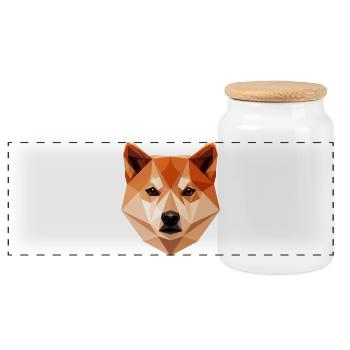 Chien Shiba Inu Race de chiens japonais Shibas du Japon - Boîte à biscuits avec couvercle en bois - blanc - Devant